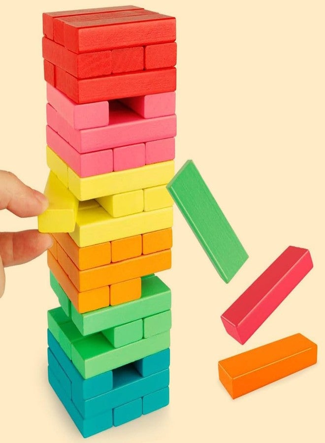 TOKYODO Tumbling Tower Wooden Game - Wooden Block Staking Puzzle for Kids, Teens, Adults, and Families | Indoor Party Game, Wooden Blocks Fun Balancing Puzzel Toy for Boys and Girls (Multi Colored) - Image 5